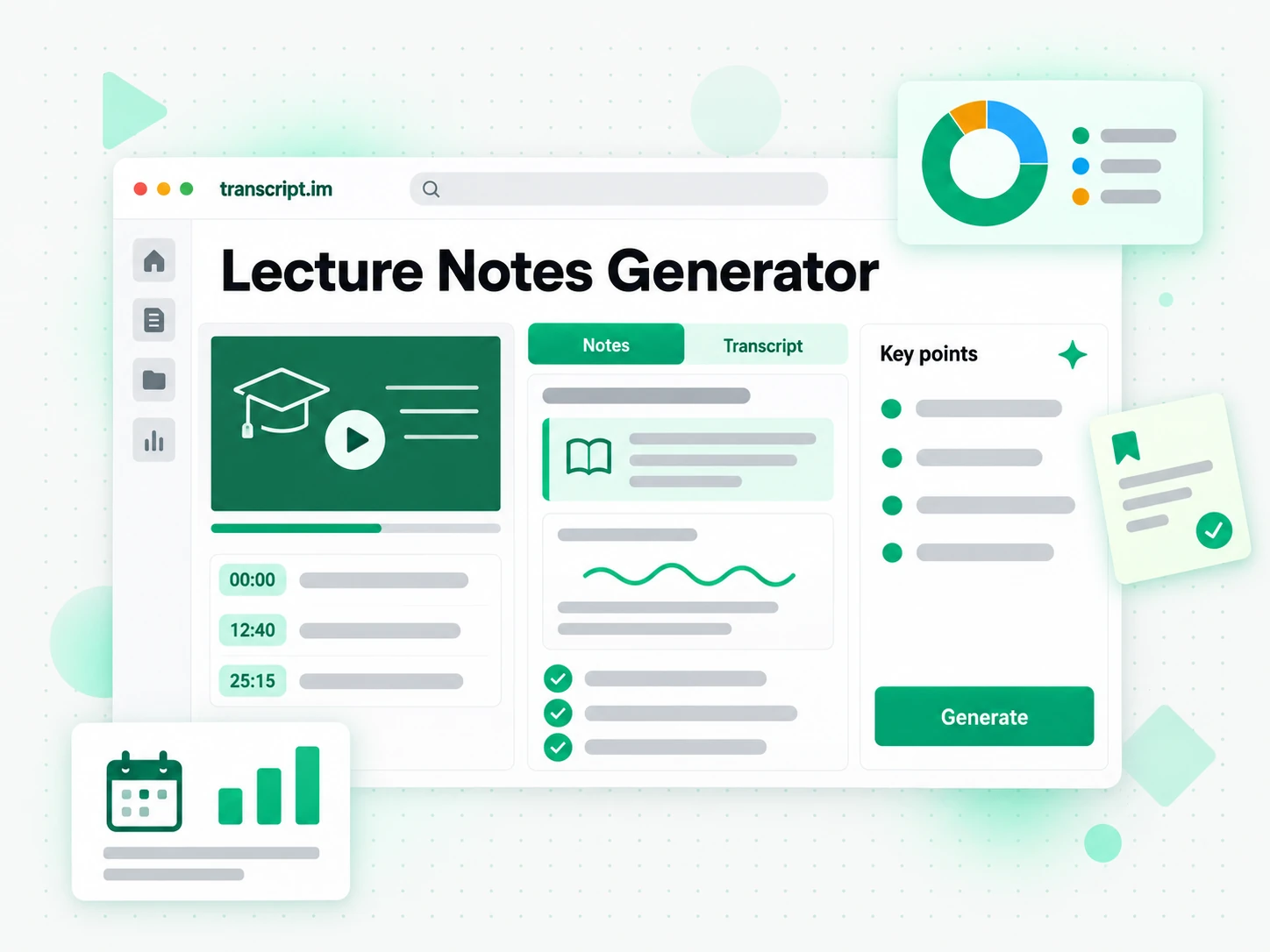 Lecture notes generator turning a lecture video into structured study notes