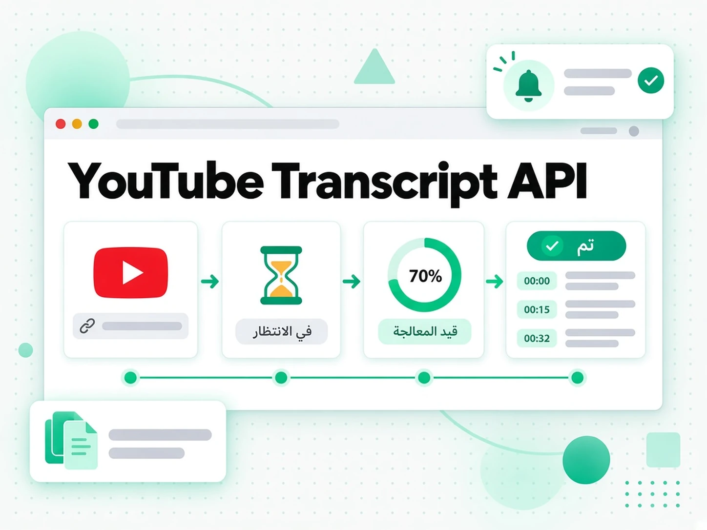 YouTube Transcript API: رسم توضيحي لـ واجهة transcript.im البرمجية على transcript.im