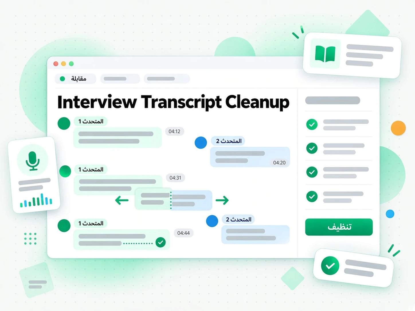Interview Transcript Cleanup: حالة استخدام لـ تنظيف النص وتصحيحه عبر transcript.im