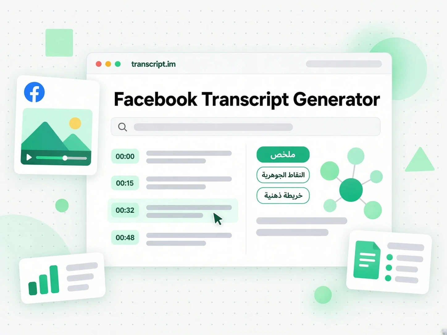 Facebook Transcript Generator: اقرأ نص الـ Reel وابحث فيه