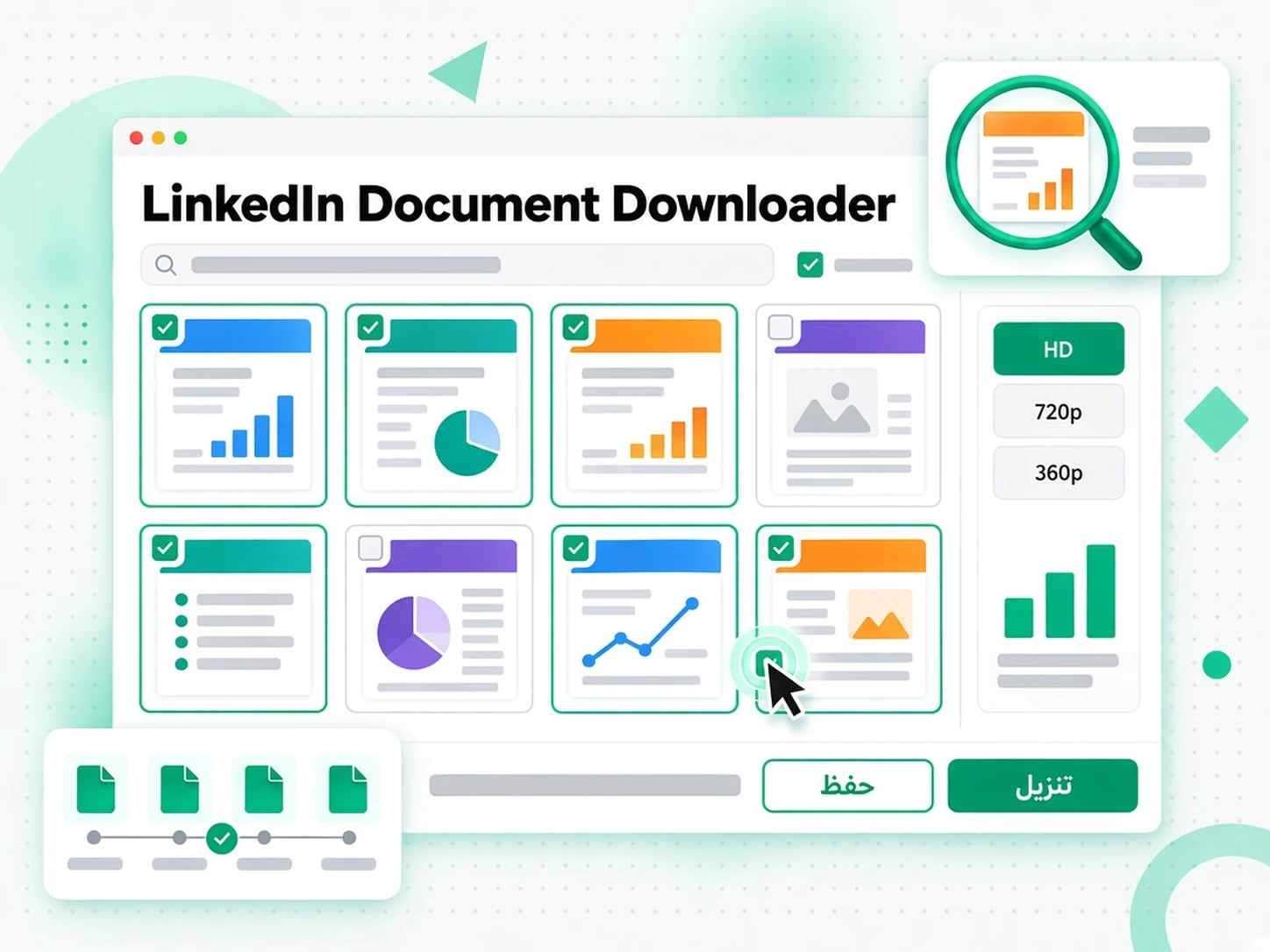 LinkedIn Document Downloader: مرحلة من مراحل تنزيل كاروسيل ومستندات لينكد ان داخل transcript.im