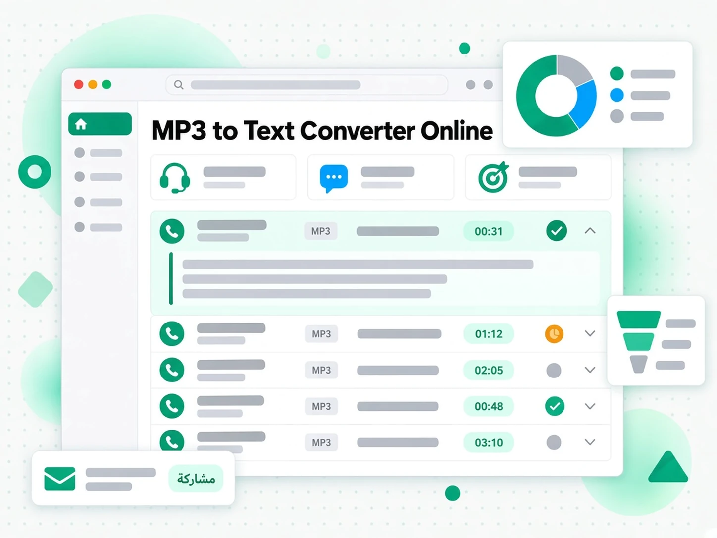 MP3 to Text Converter Online: حالة استخدام لـ تحويل ملفات MP3 إلى نص عبر transcript.im