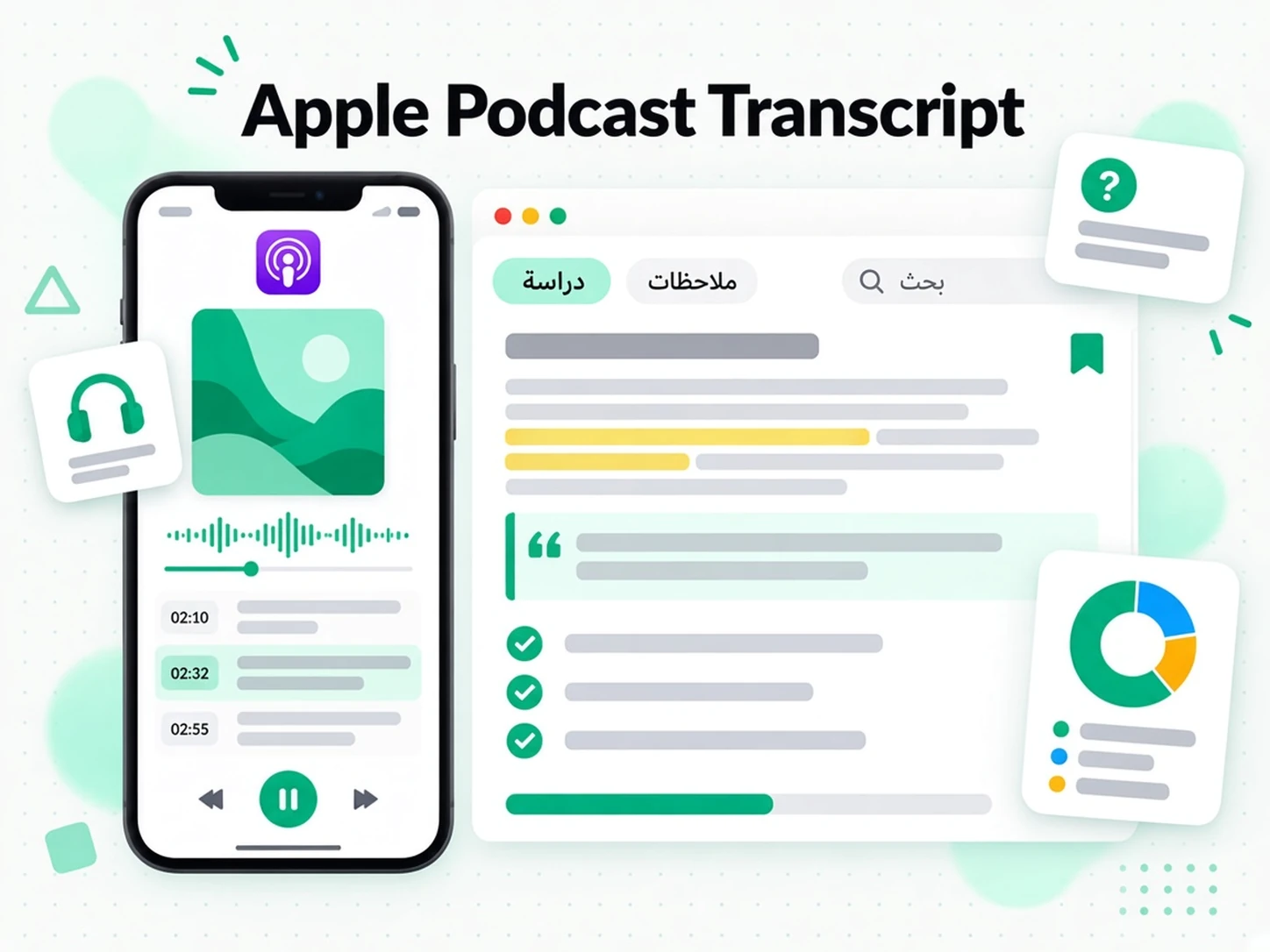 Apple Podcast Transcript: حالة استخدام لـ تحويل حلقات البودكاست إلى نص عبر transcript.im