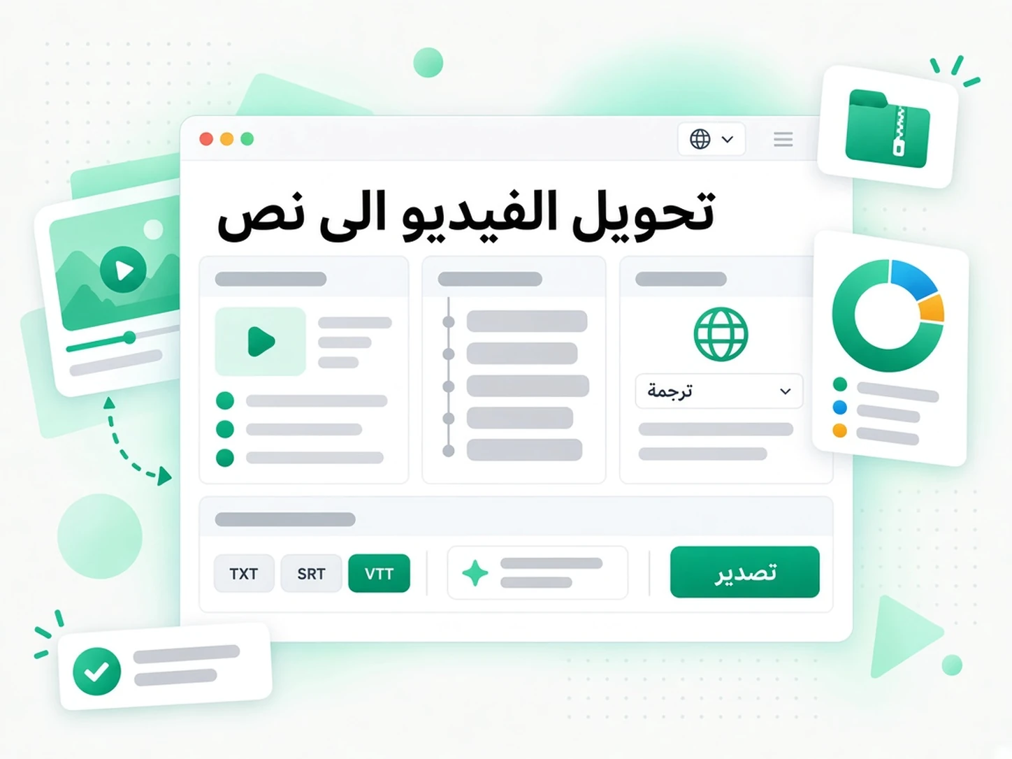 تحويل الفيديو الى نص: مرحلة من مراحل تحويل الفيديو إلى نص داخل transcript.im