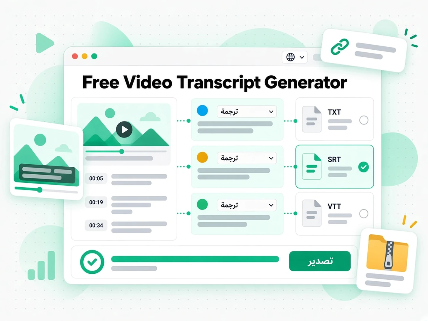 Free Video Transcript Generator: مرحلة من مراحل توليد نص من الفيديو داخل transcript.im