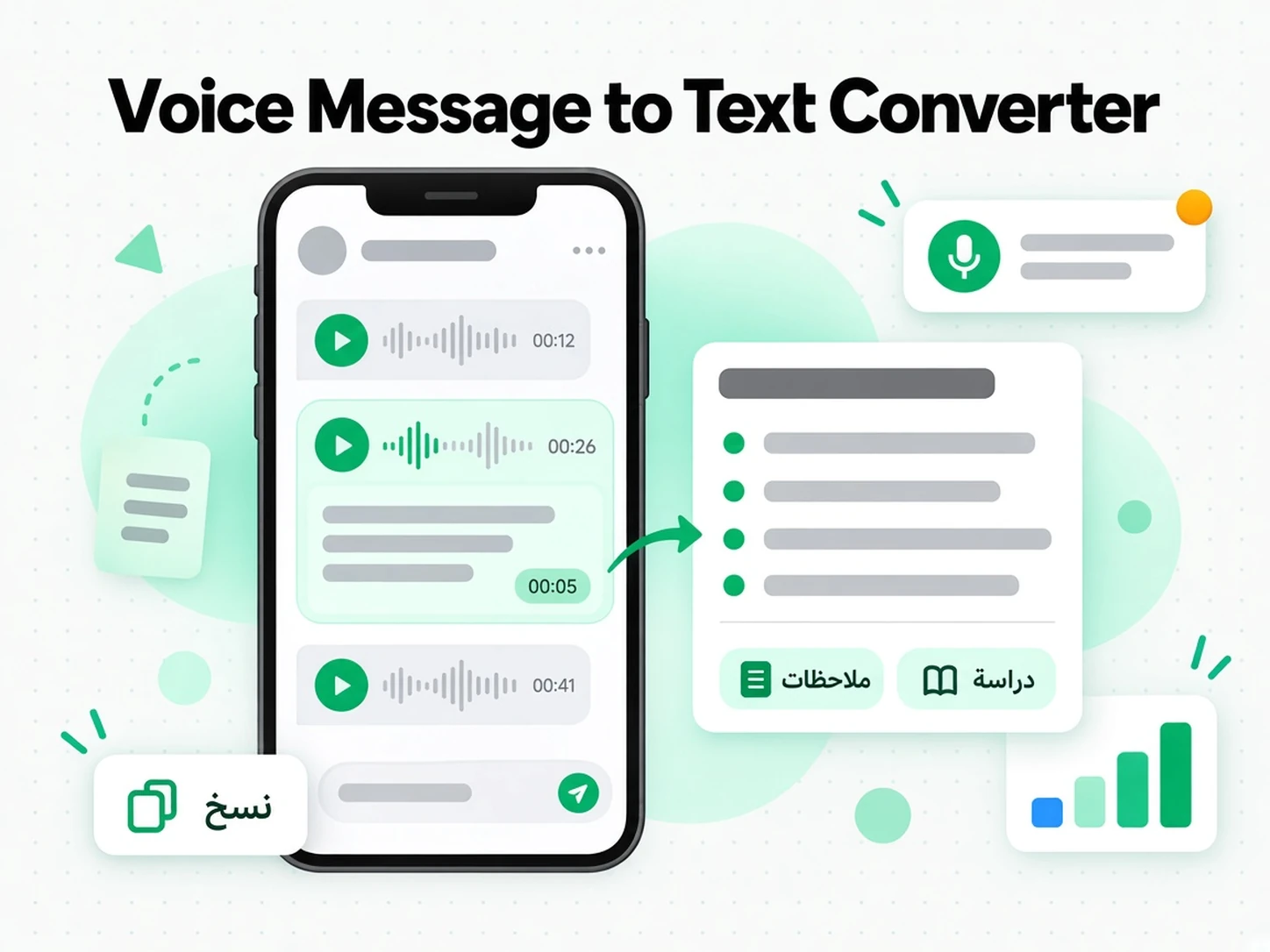 Voice Message to Text Converter: حالة استخدام لـ تحويل التسجيلات الصوتية إلى نص عبر transcript.im