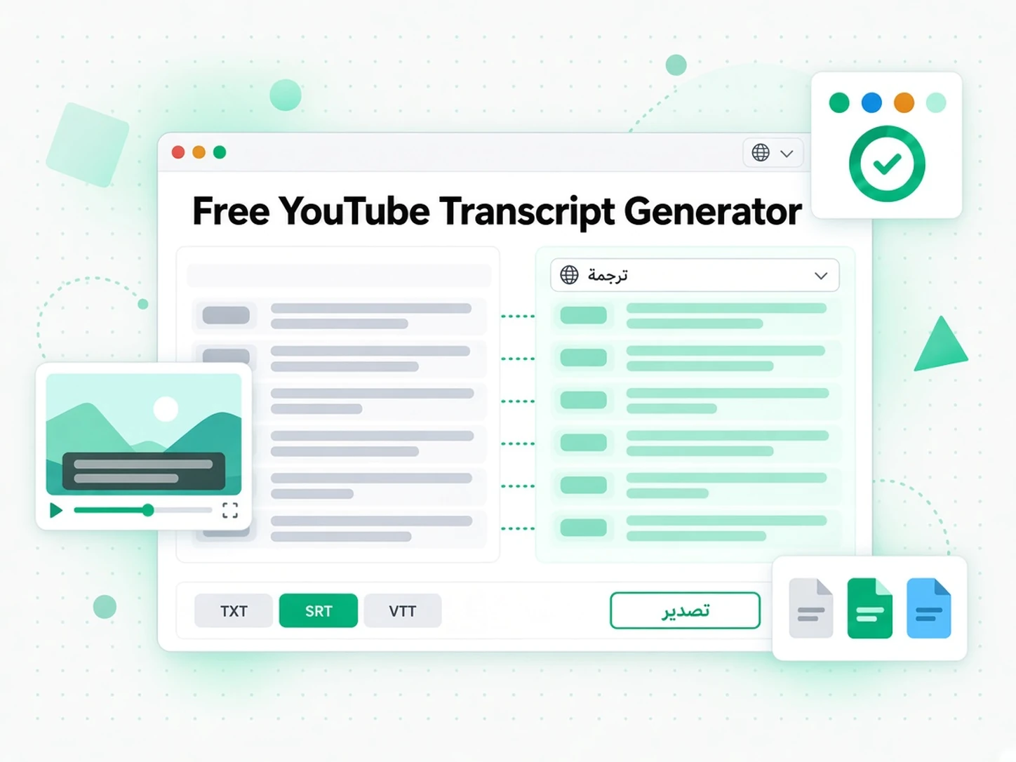 Free YouTube Transcript Generator: مرحلة من مراحل توليد نص فيديوهات يوتيوب داخل transcript.im