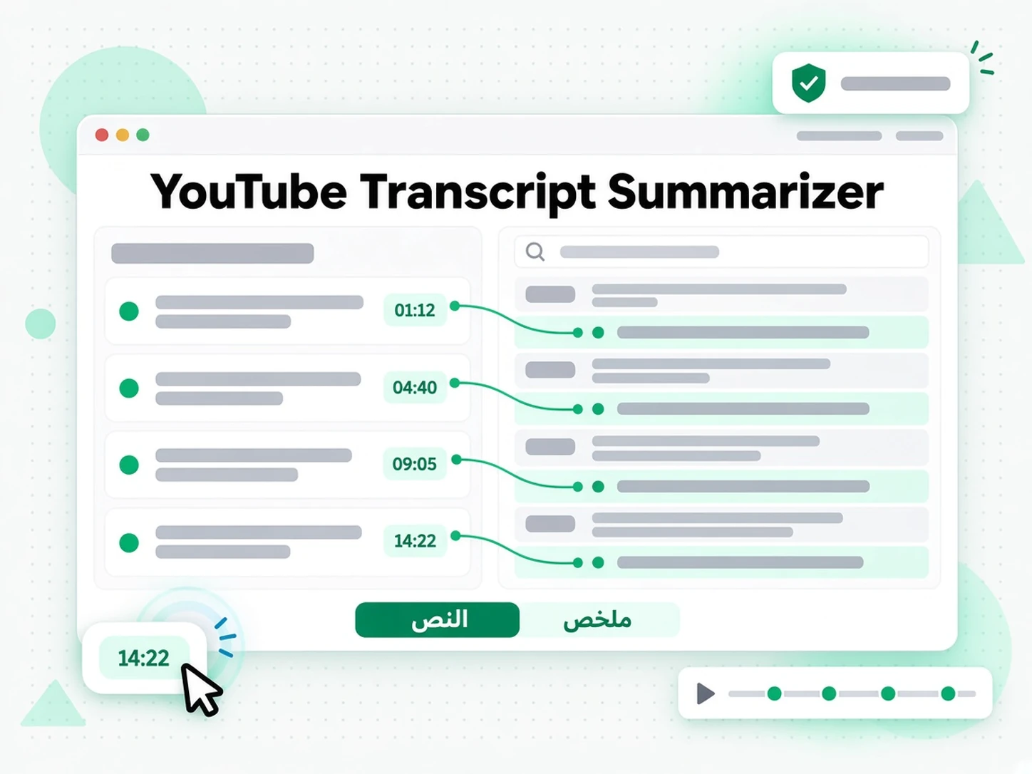 YouTube Transcript Summarizer: مرحلة من مراحل تلخيص فيديوهات يوتيوب داخل transcript.im