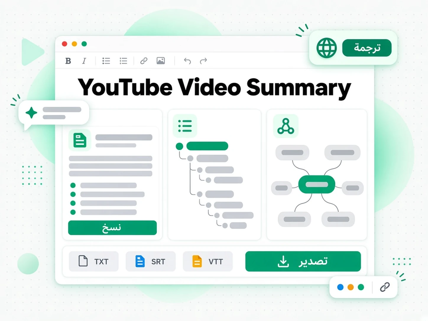 YouTube Video Summary: مرحلة من مراحل تلخيص فيديوهات يوتيوب داخل transcript.im