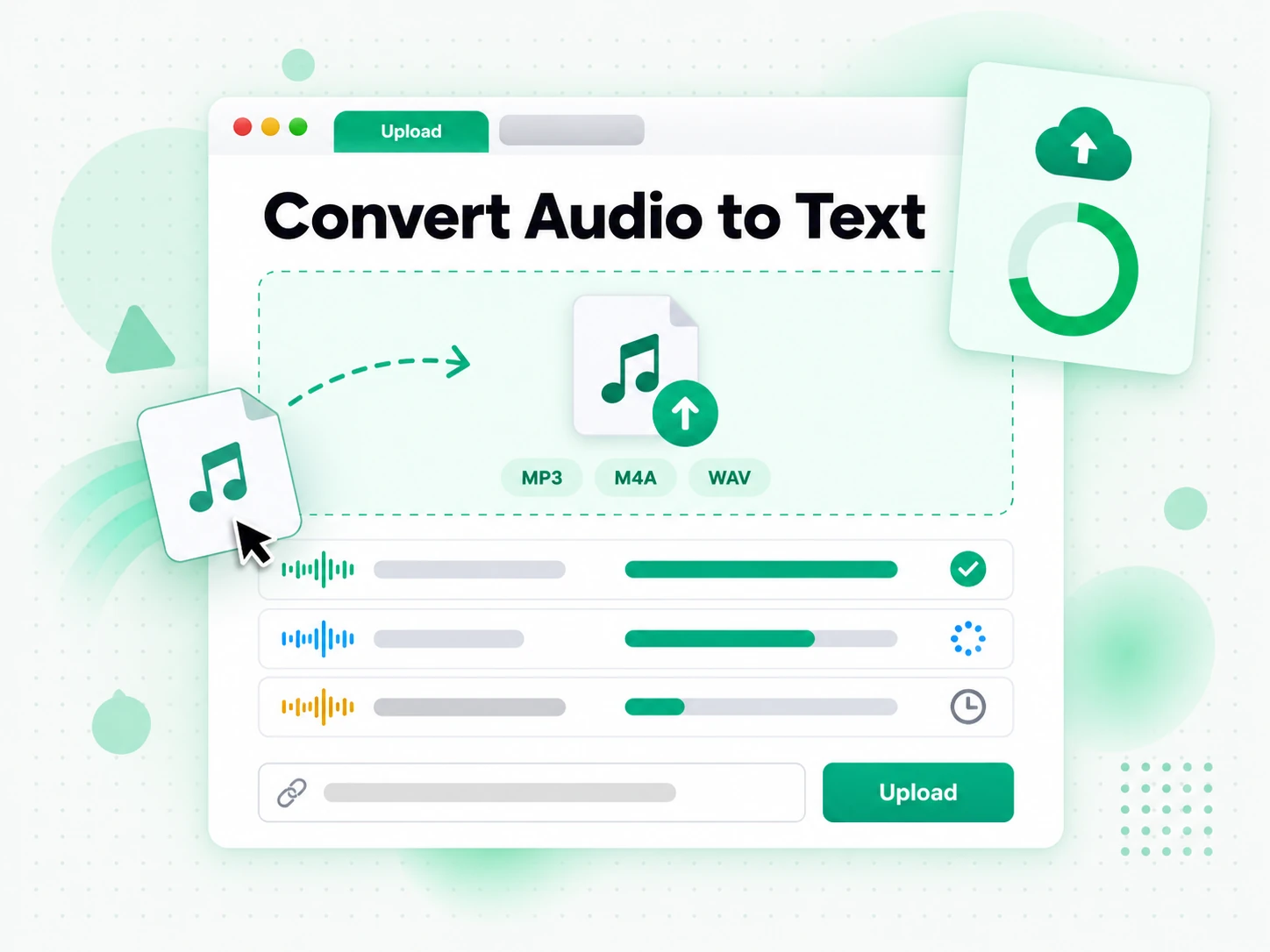 Convert Audio to Text: uploading an audio file to the audio to text converter