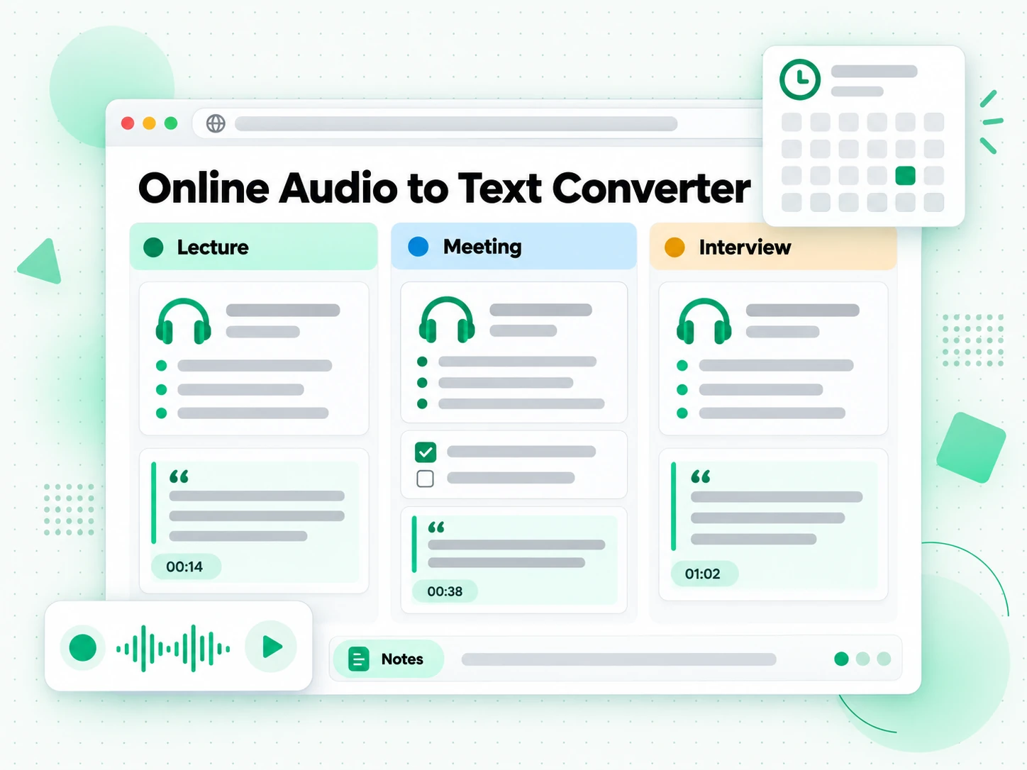 Online Audio to Text Converter: turning an audio transcript into study and meeting notes