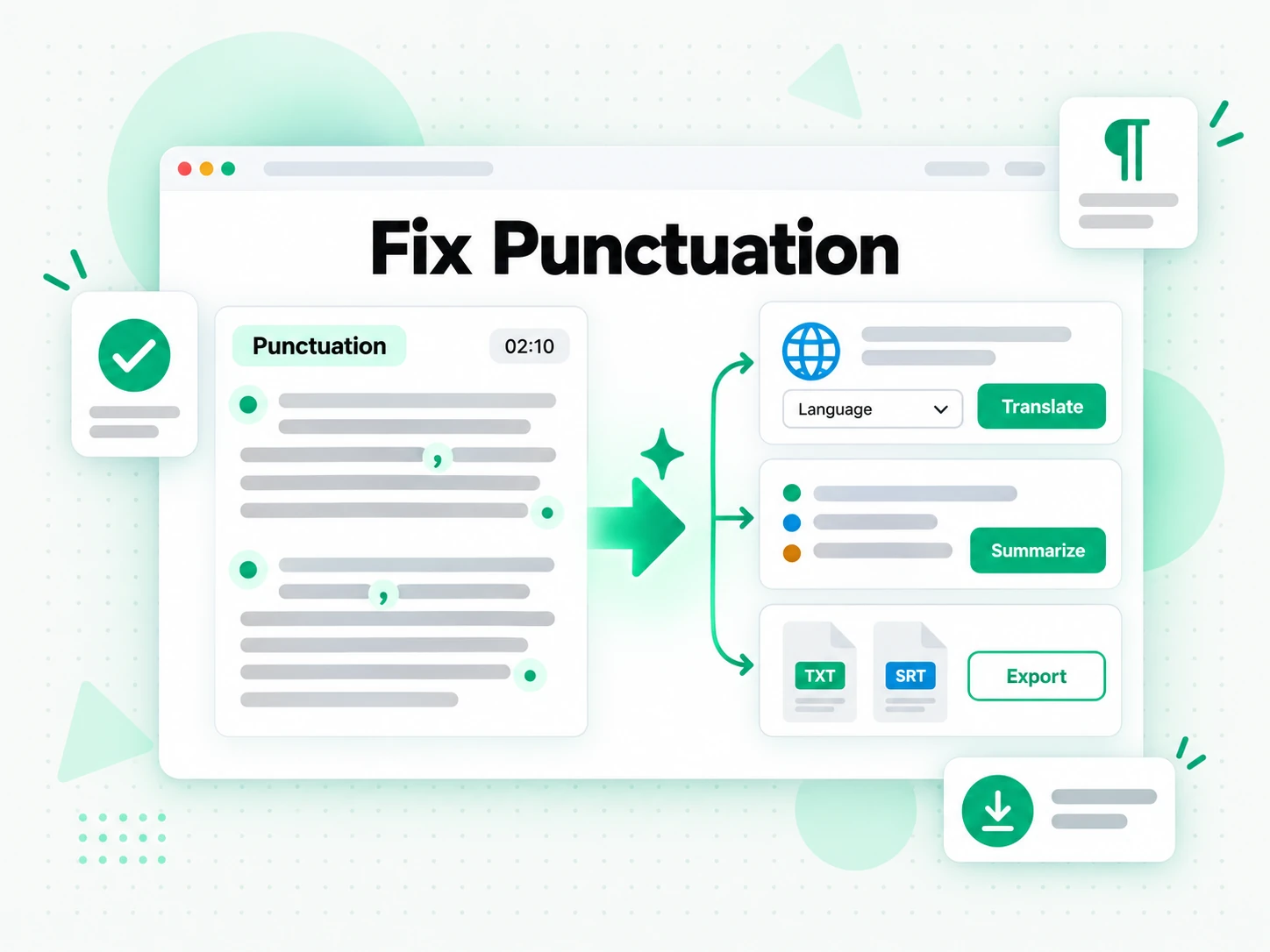 Fix Punctuation: translating cleaned text into another language