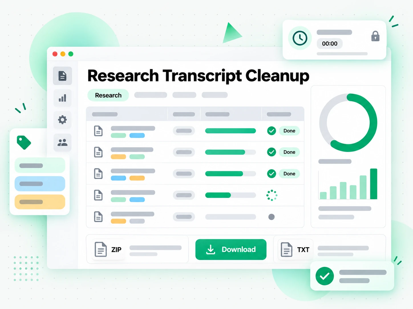 Research Transcript Cleanup: cleaning research interview transcripts automatically