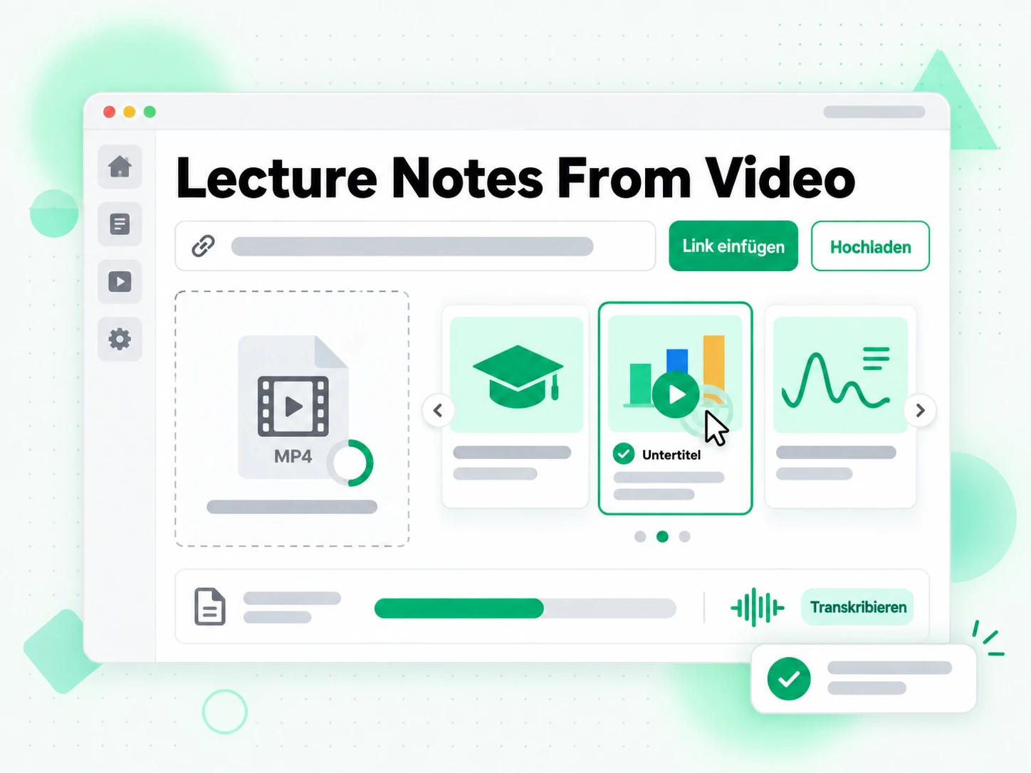 Lecture Notes From Video: ein Vorlesungslink wird eingefügt, um den Generator zu starten