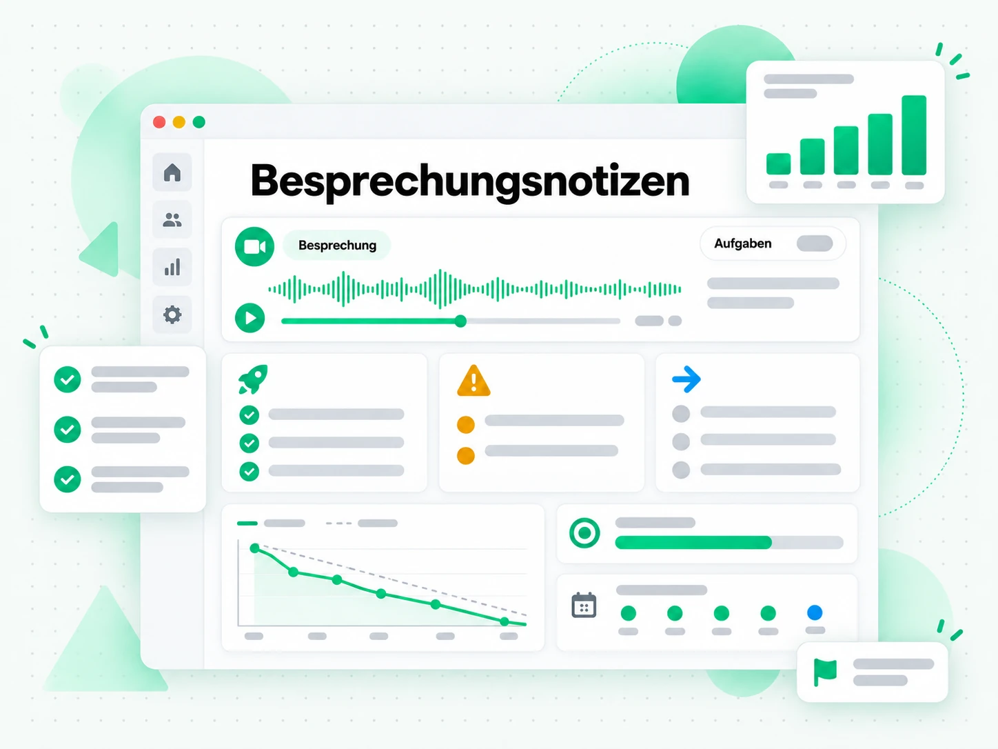 Besprechungsnotizen aus Team-Standups und Sprint-Reviews erstellt