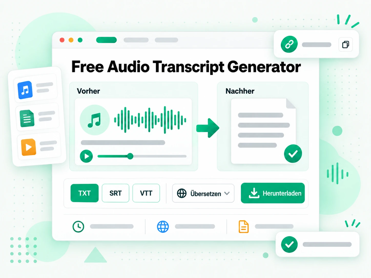 Free Audio Transcript Generator: Übersetzen und Exportieren eines Audiotranskripts