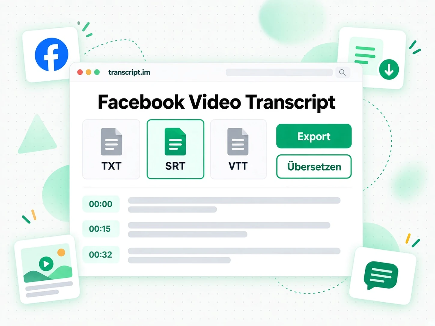 Facebook Video Transcript: Text exportieren, übersetzen oder wiederverwenden