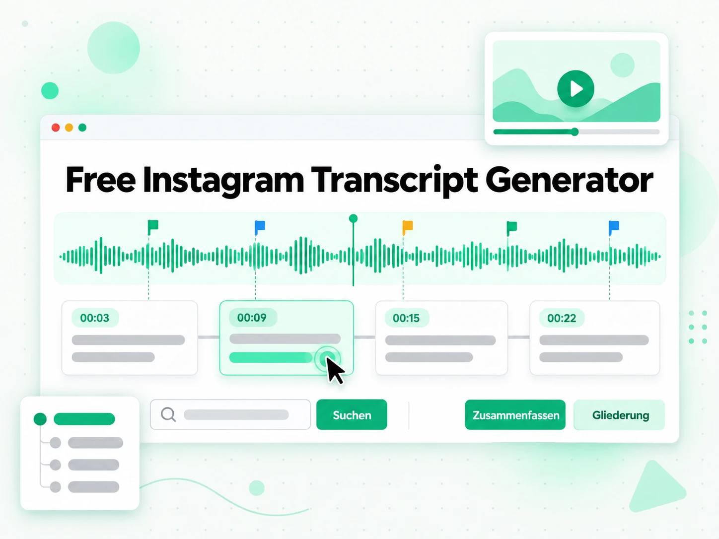 Free Instagram Transcript Generator: Zusammenfassung, Gliederung und Mindmap daraus erstellt