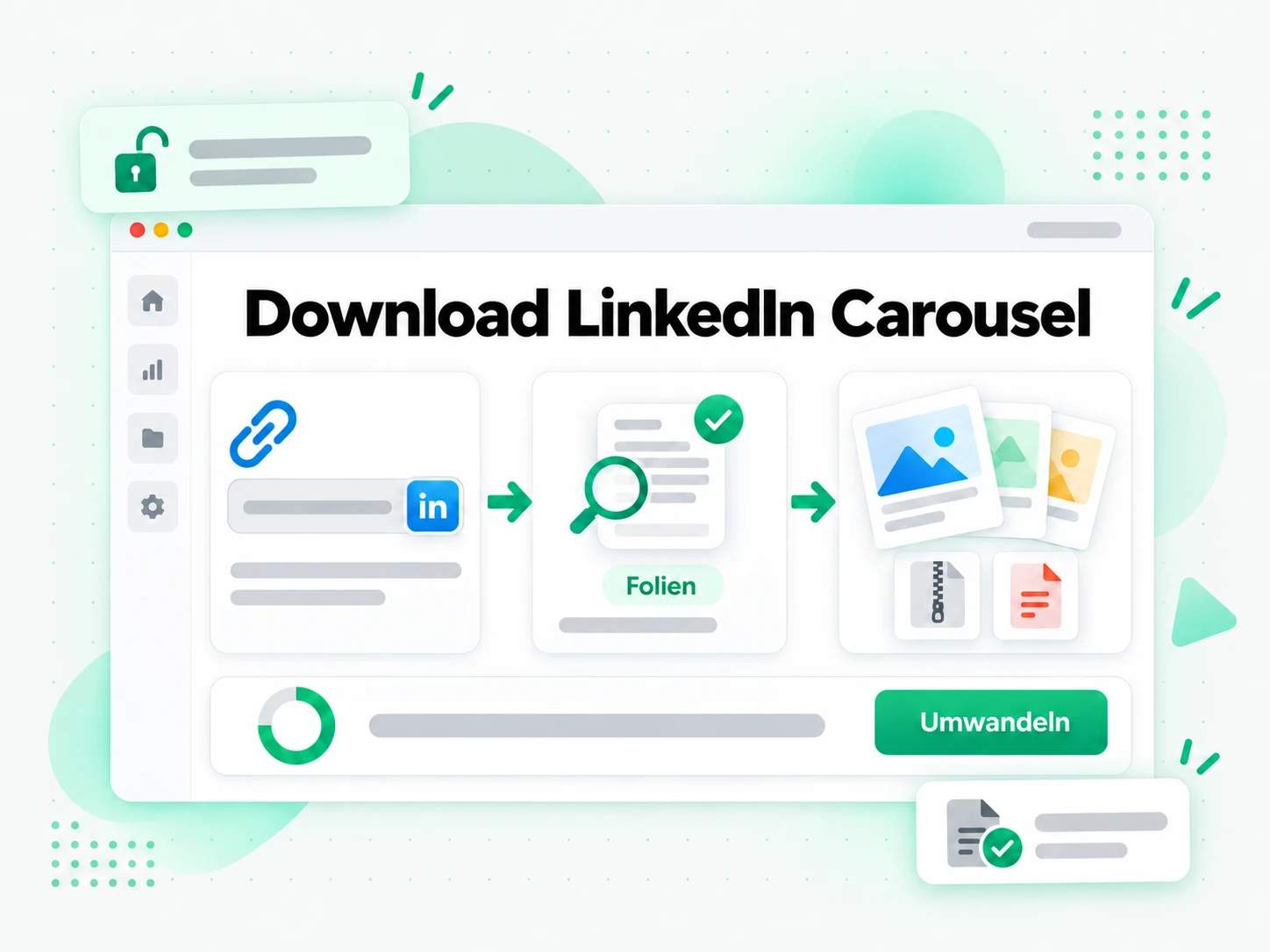 Download LinkedIn Carousel: eine Beitrags-URL wird eingefügt