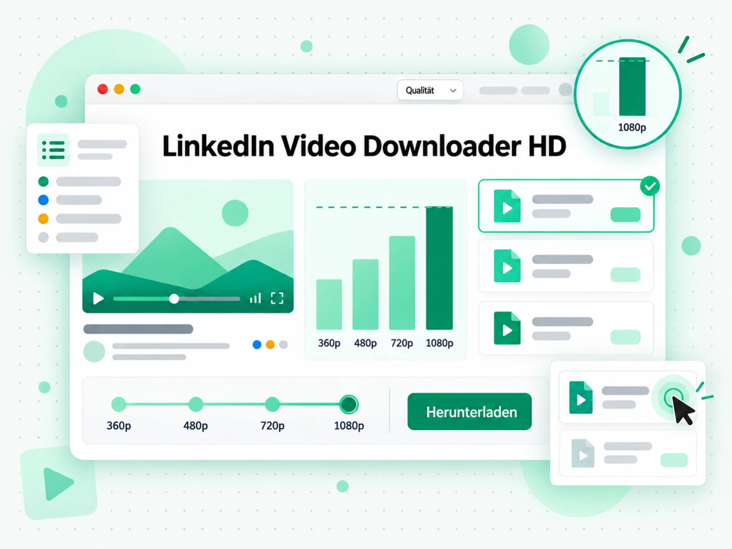 LinkedIn Video Downloader HD: 720p- und 640p-MP4-Optionen aufgelistet