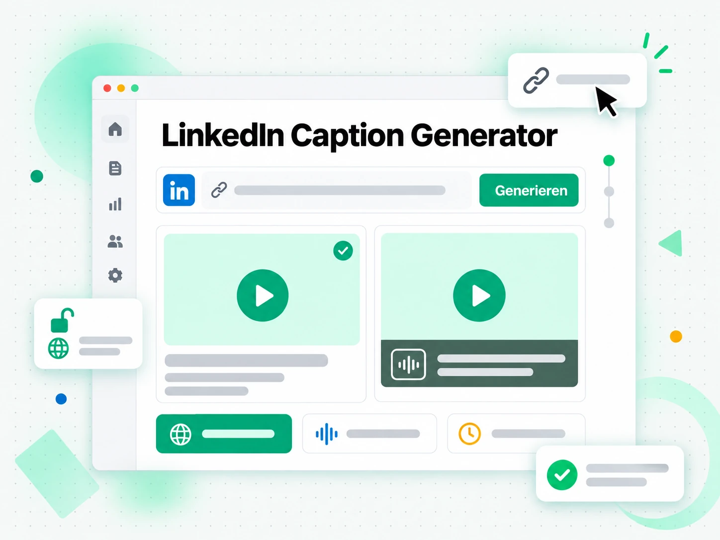 LinkedIn-Untertitel-Generator: URL eines öffentlichen LinkedIn-Beitrags im LinkedIn-Video-Transkript-Generator eingegeben