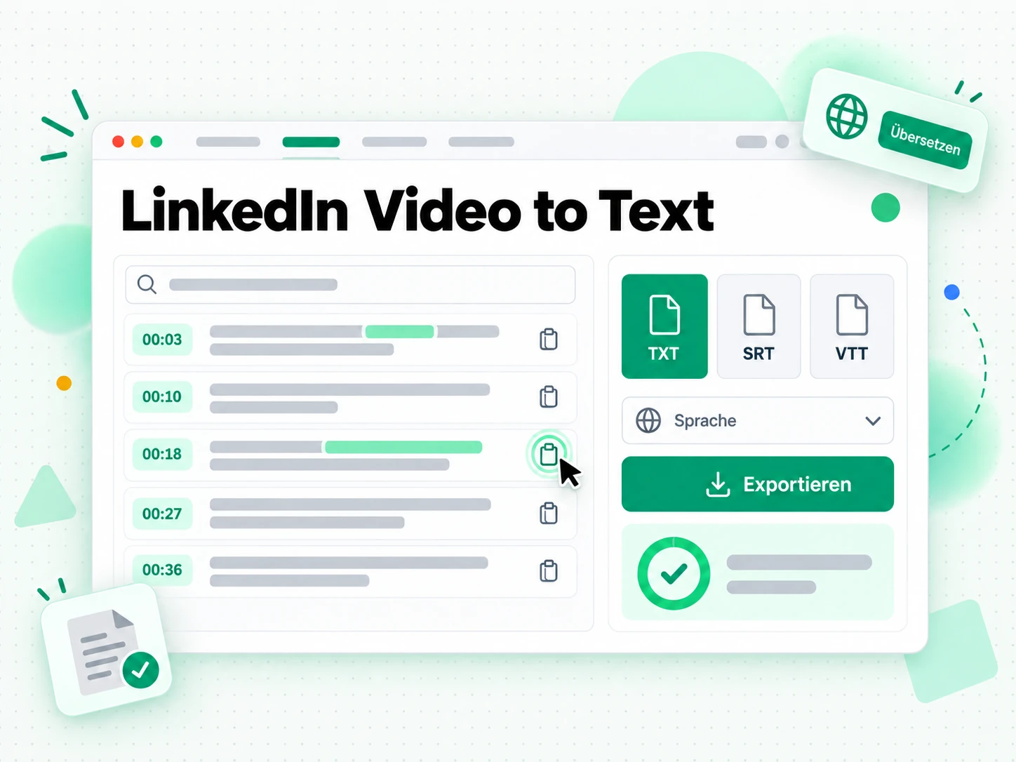 LinkedIn-Video zu Text: Export und Übersetzung eines fertigen LinkedIn-Video-Transkripts