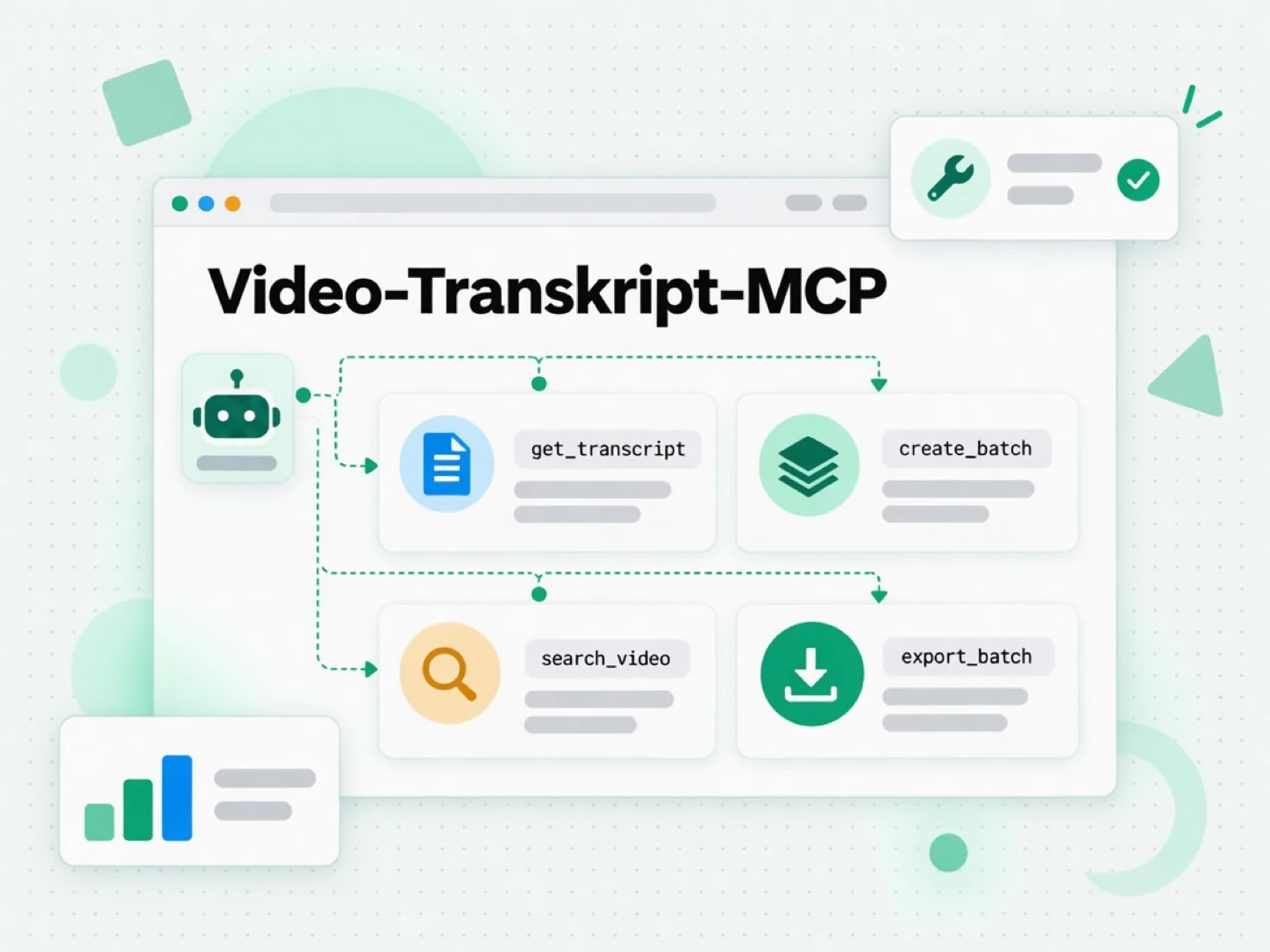 Video-Transkript-MCP: Tools für Transkripte, Batches und YouTube-Suche, die ein Agent aufrufen kann