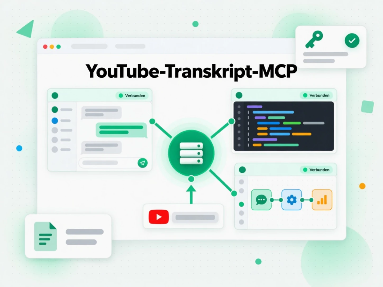 YouTube-Transkript-MCP: Chat-, Code-Editor- und Agent-Builder-Clients an einem Server mit einem YouTube-Link