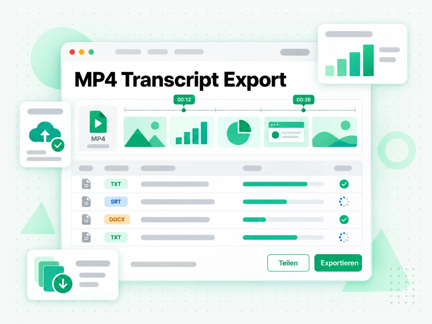 MP4 Transcript Export für personalisierte Vertriebsvideos