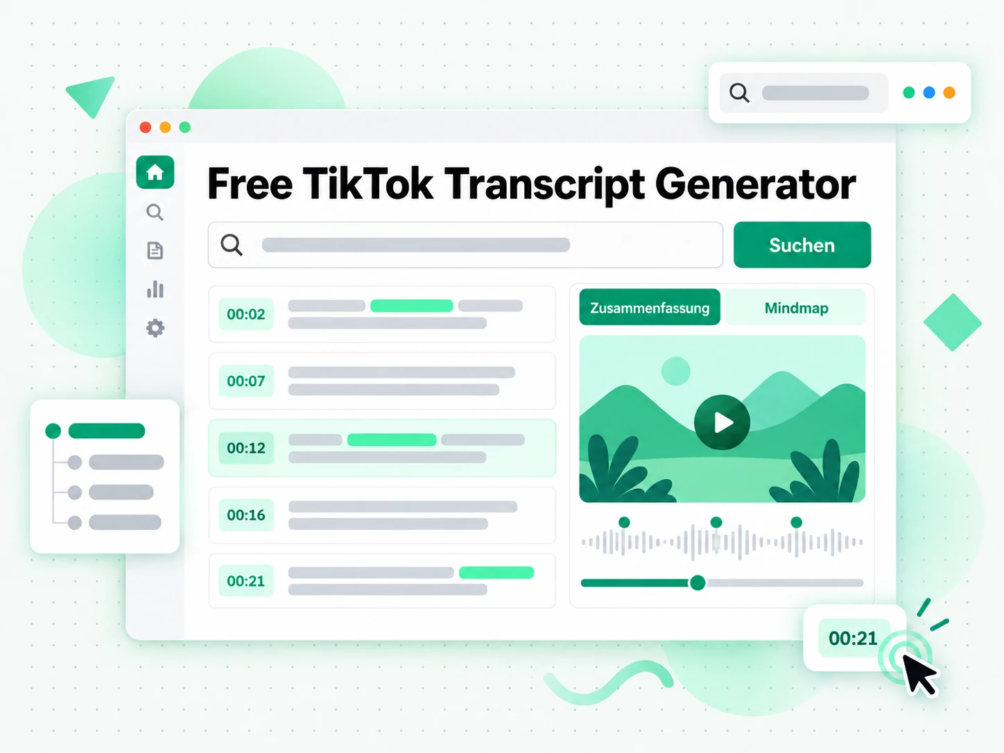 Free TikTok Transcript Generator: Zusammenfassung, Gliederung und Mindmap daraus erstellt