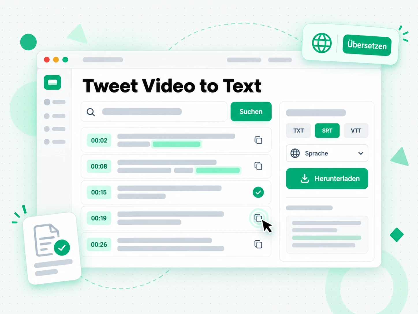 Tweet-Video in Text: Export und Übersetzung eines fertigen Video-Transkripts