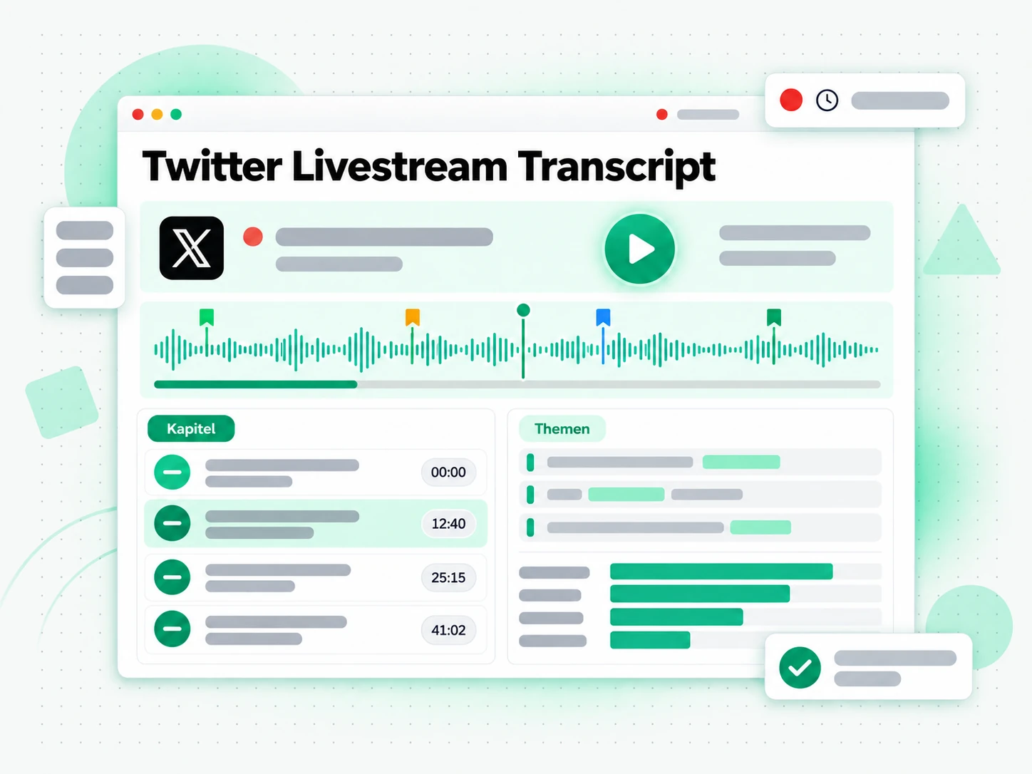 Transkript eines Twitter-Livestreams: Analyst prüft einen transkribierten Ausschnitt