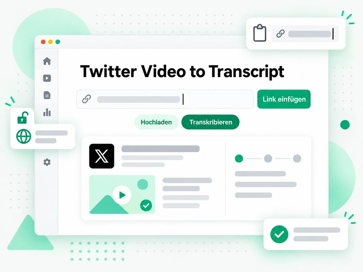 Von Twitter-Video zum Transkript: öffentliche URL eines Twitter-Posts im Transkript-Werkzeug