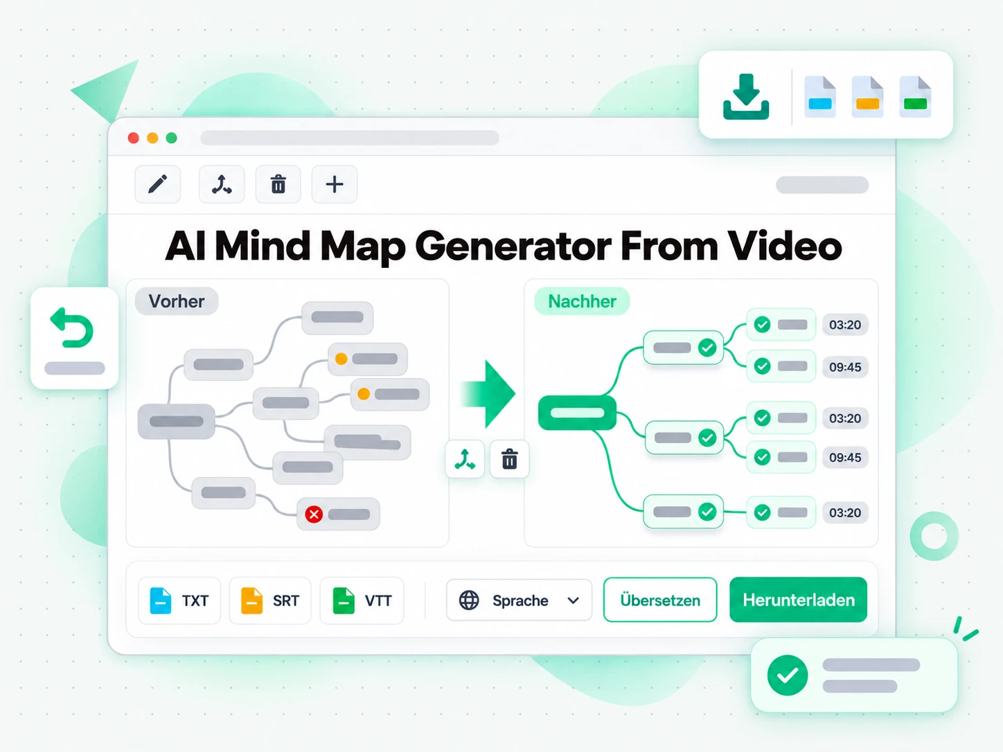 AI Mind Map Generator From Video: Bearbeiten und Exportieren einer Video-Mindmap