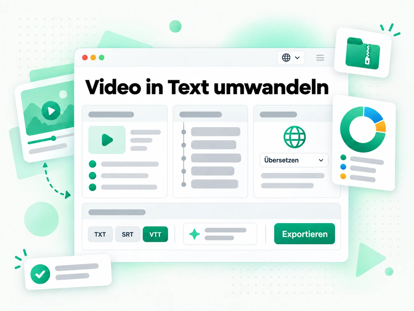 Video in Text umwandeln: das Transkript wird in ein neues Skript umgeschrieben