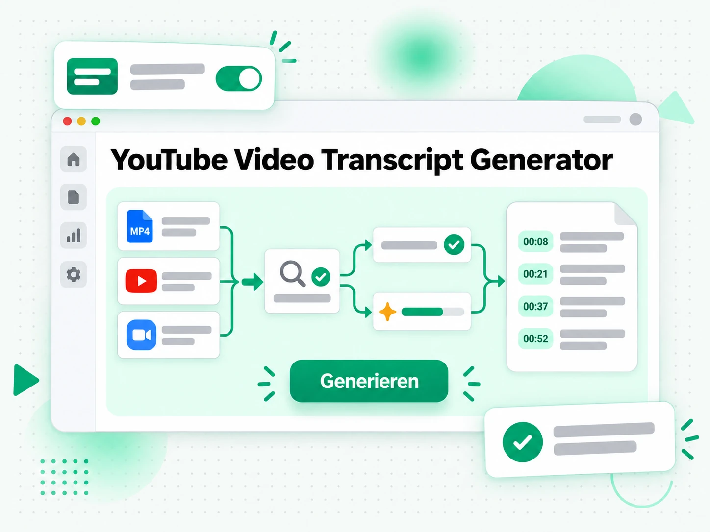 YouTube Video Transcript Generator: eine Datei oder ein Plattform-Link wird eingefügt