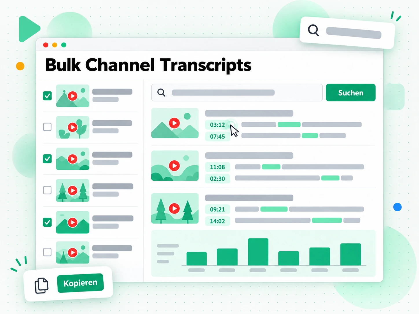 Bulk Channel Transcripts: ein Archiv wird mit KI-Chat durchsucht