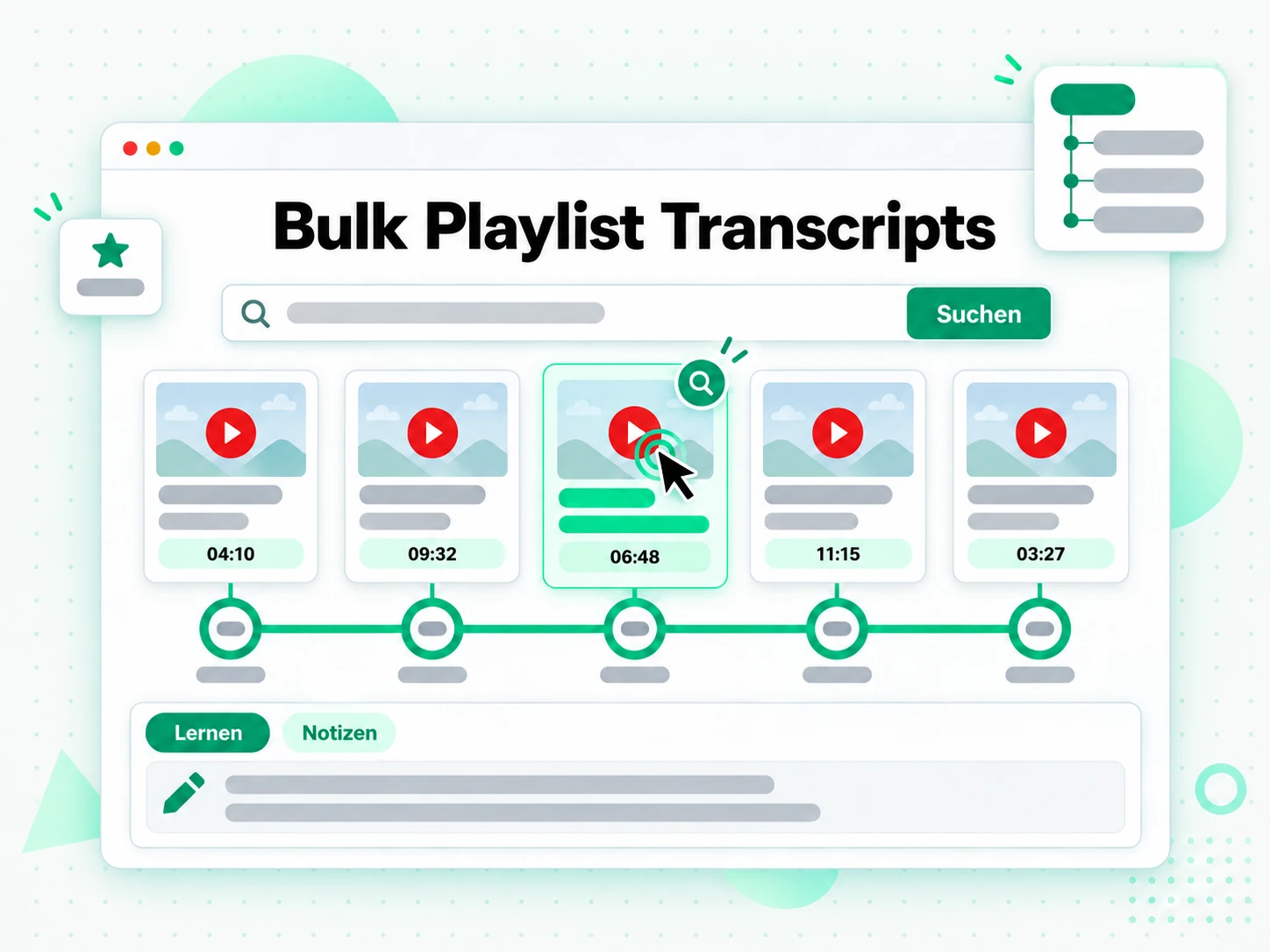 Bulk Playlist Transcripts in der Reihenfolge der Playlist durchsucht