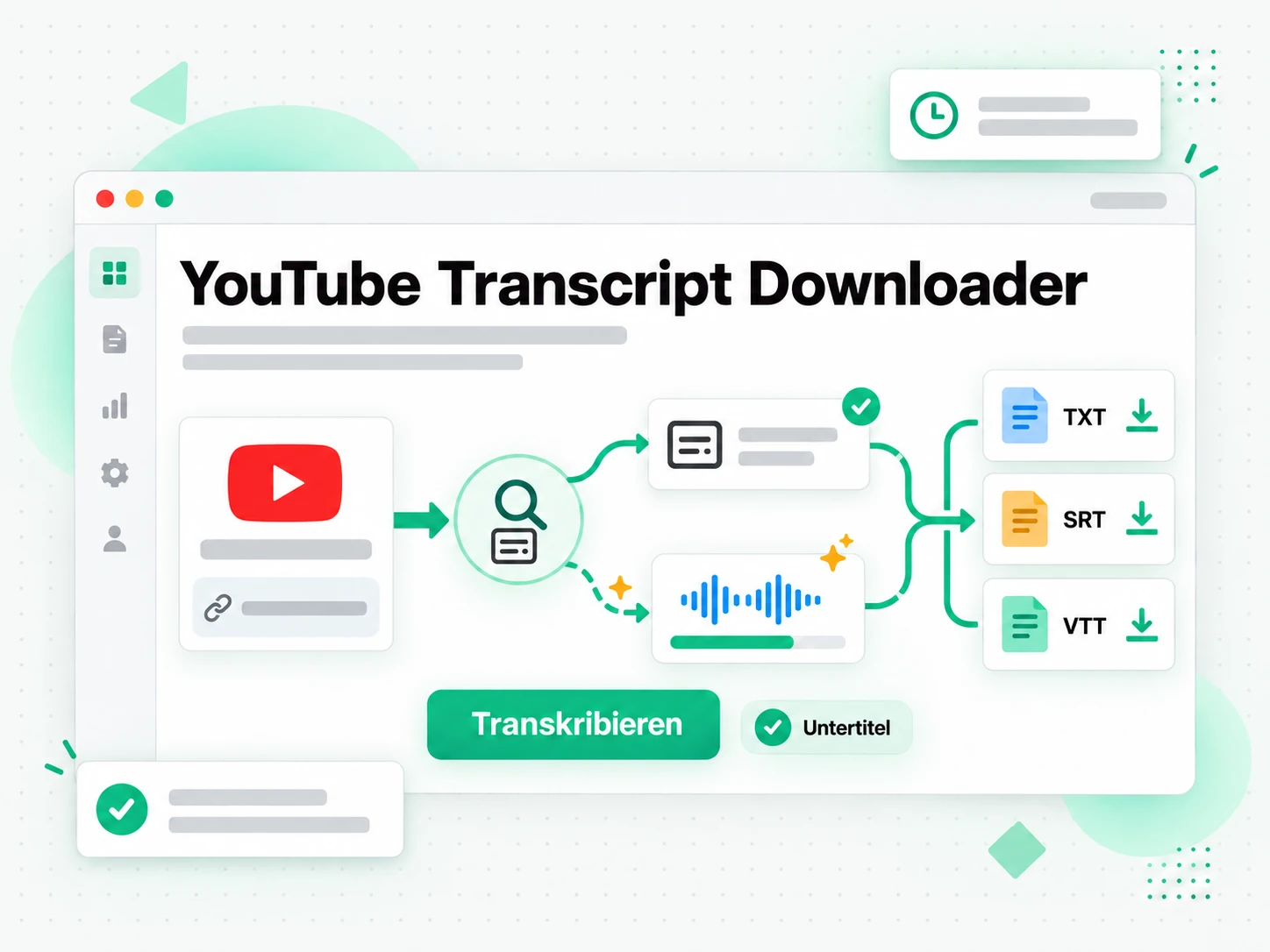 YouTube Transcript Downloader: ein YouTube-Link wird eingefügt
