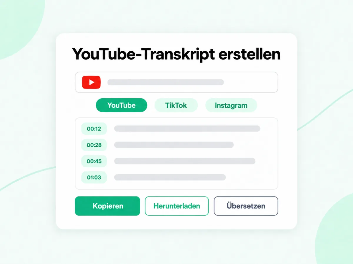 YouTube-Transkript erstellen: aus einem YouTube-Link wird Text mit Zeitstempeln