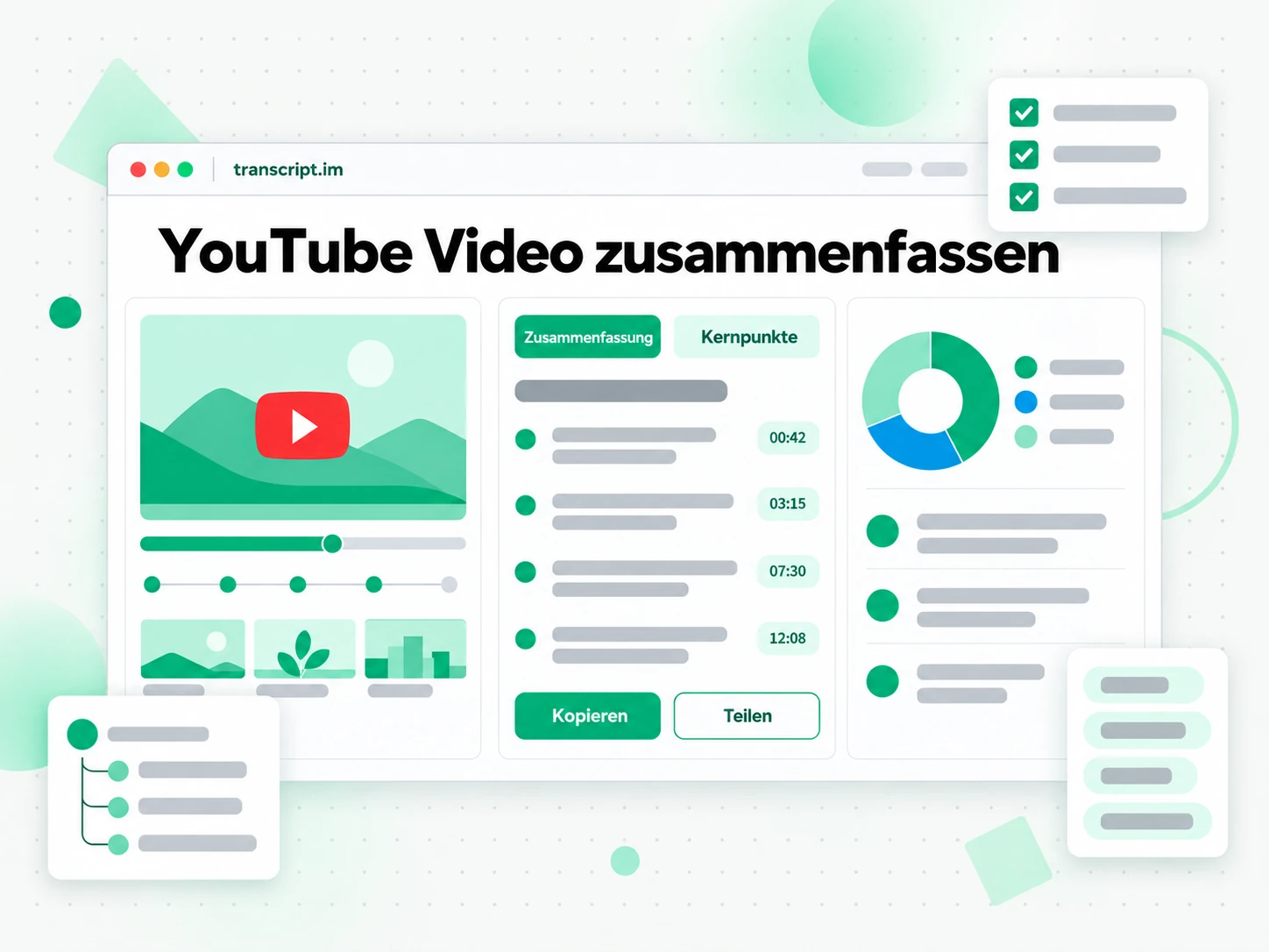 YouTube Video zusammenfassen: ein Video wird mit KI zu Kernpunkten verdichtet