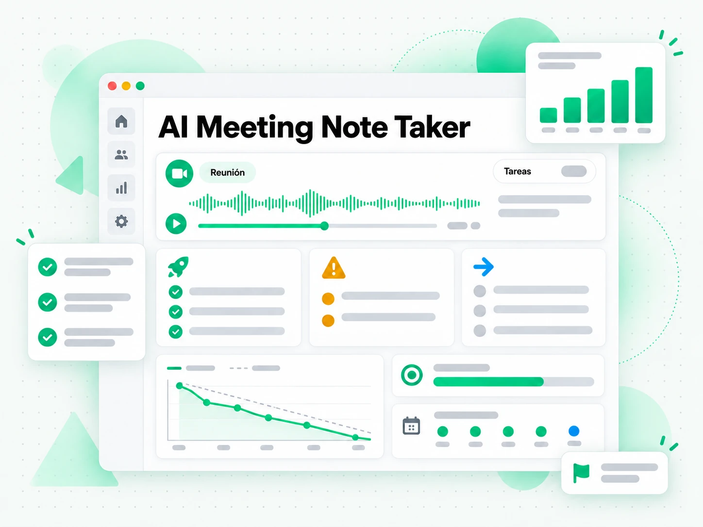 AI Meeting Note Taker generadas automáticamente en la interfaz
