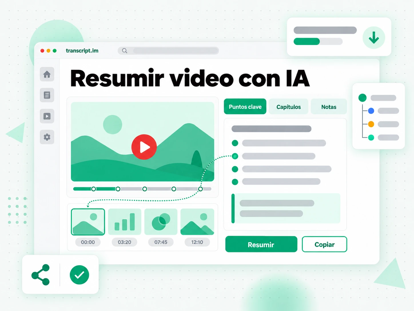 Resumir video con IA: resumen generado a partir del video con los puntos clave