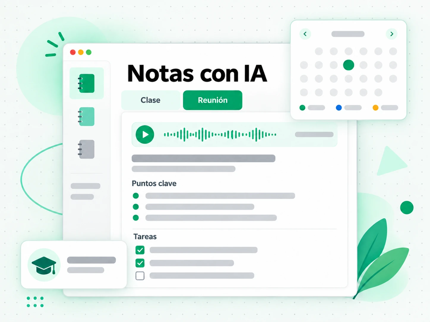 Notas con IA: convertir una transcripción en apuntes de estudio y de reuniones