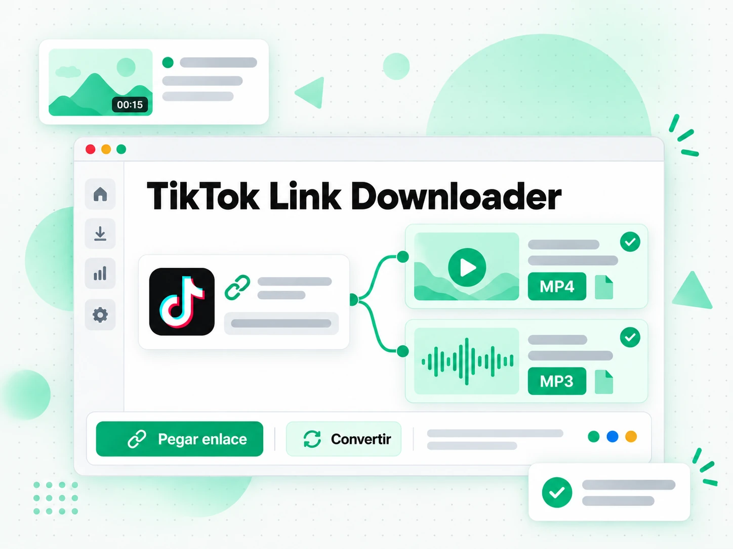 TikTok Link Downloader: pantalla con el enlace pegado y el archivo listo para guardar