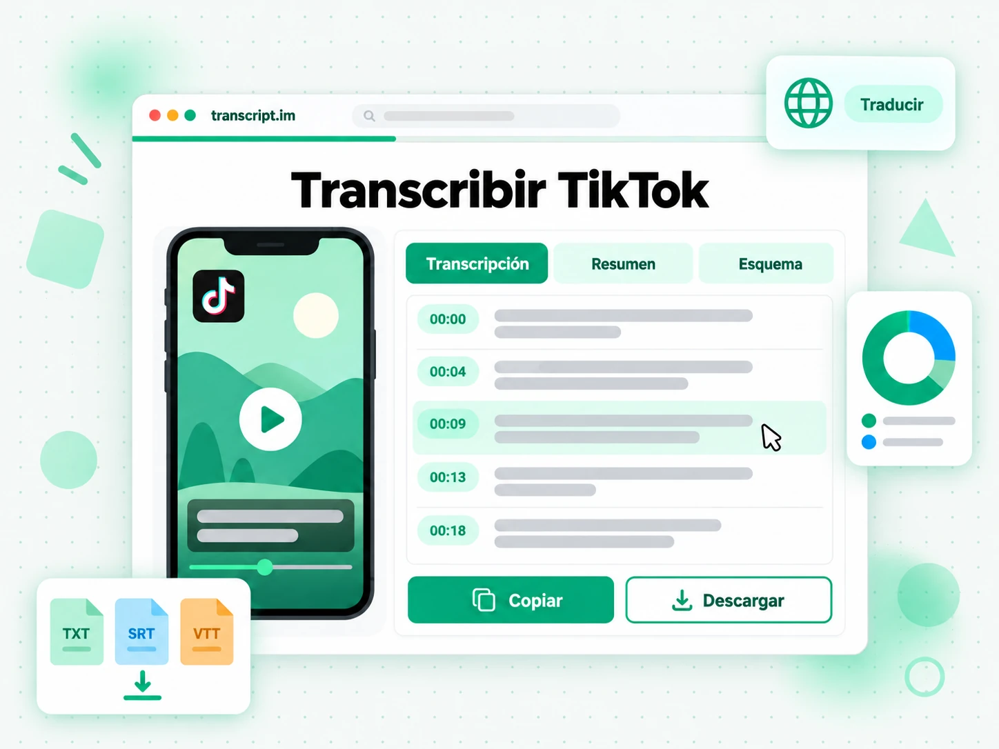 Transcribir TikTok: el contenido de origen convertido en texto con marcas de tiempo