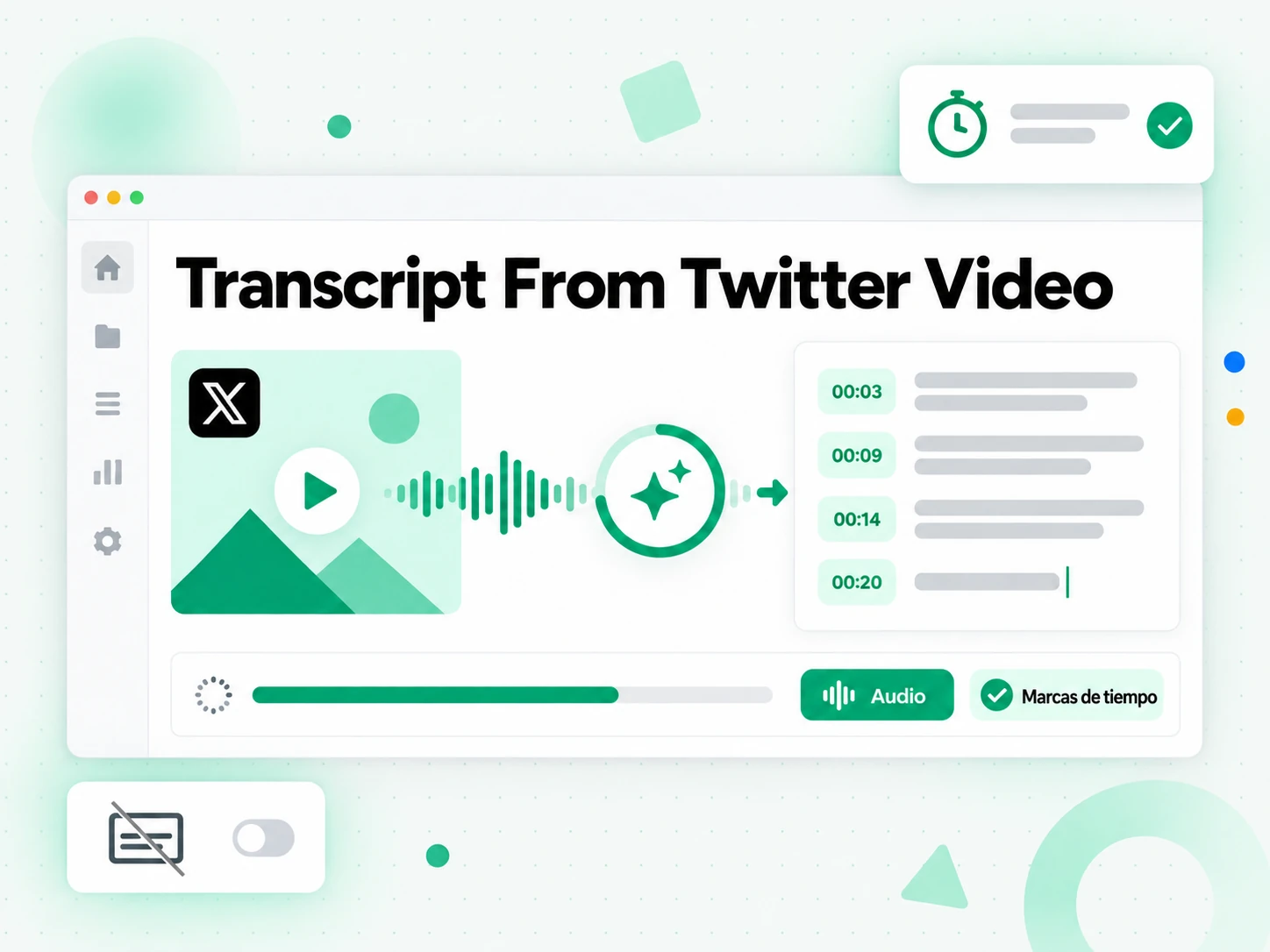 Transcripción de un video de Twitter: la IA convierte el audio en una transcripción de Twitter con marcas de tiempo