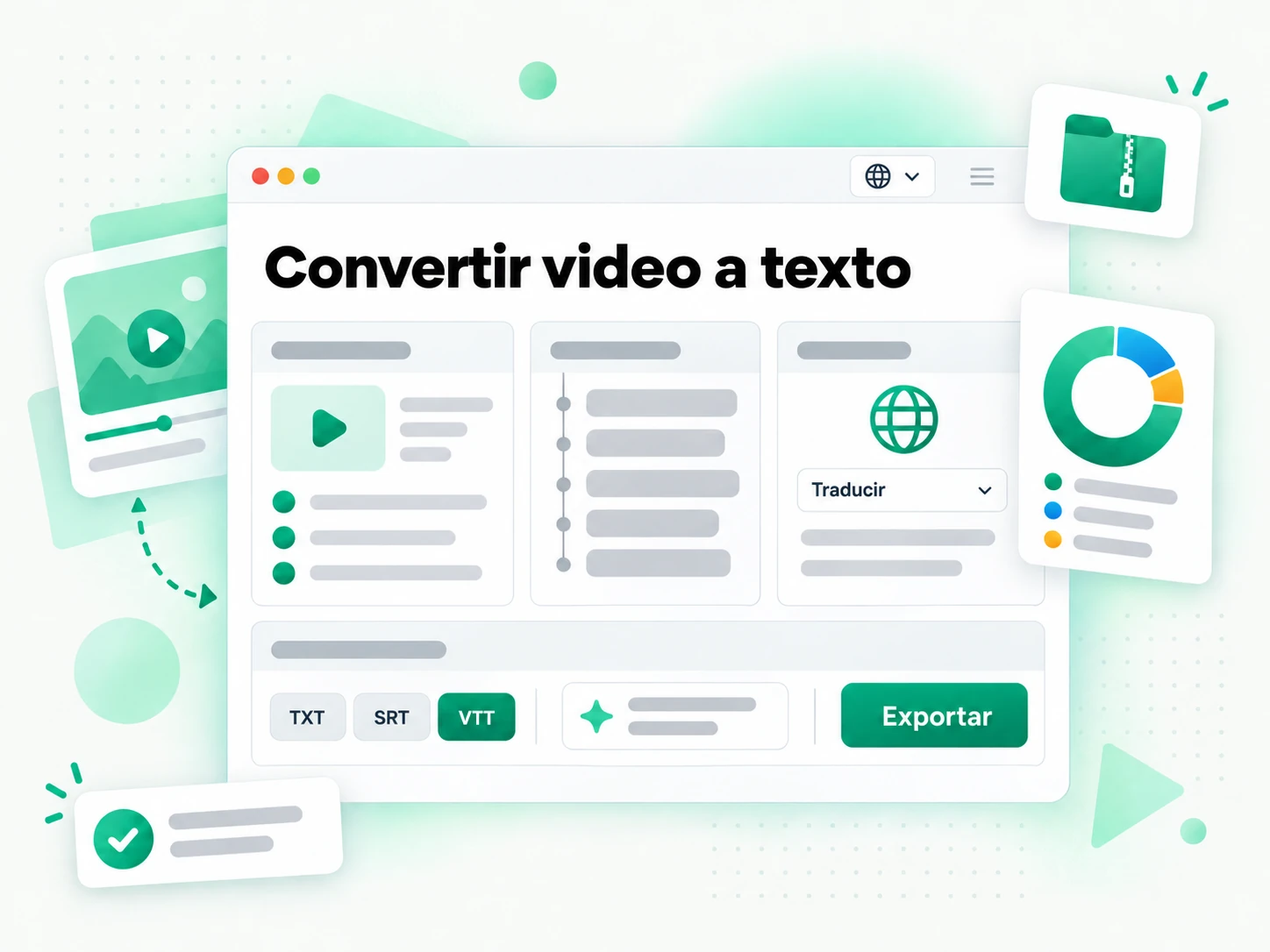 Convertir video a texto en la interfaz paso a paso de transcript.im