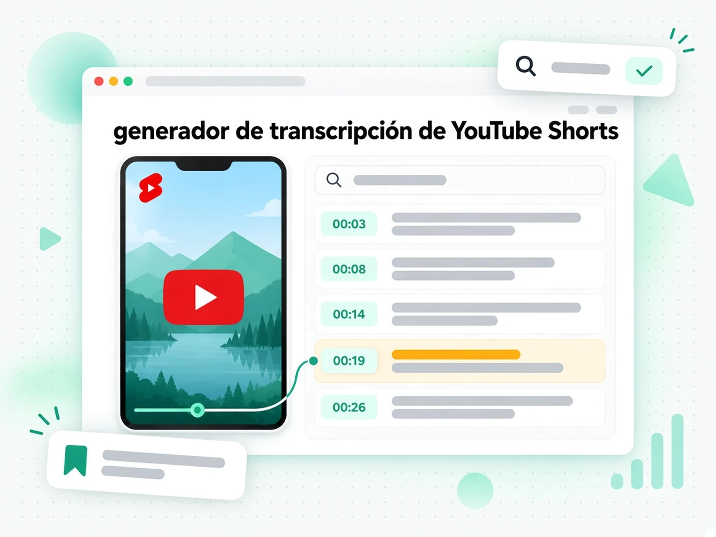 generador de transcripción de YouTube Shorts: Lee y busca texto en formato corto