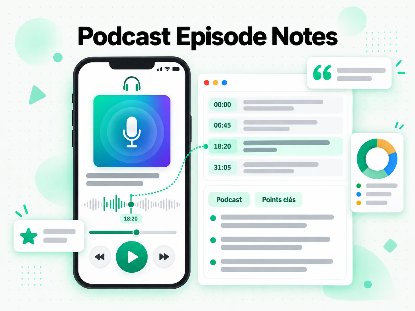 Podcast Episode Notes structurées automatiquement à partir d'un enregistrement